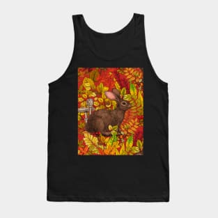 Autumn Rabbit on red Tank Top